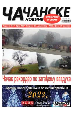 Čačanske novine - broj 823, 27. dec 2022.