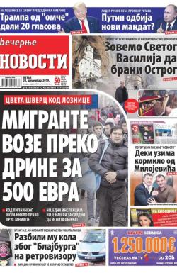 Večernje novosti - broj 3461, 20. dec 2019.