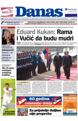 Danas - broj 6255, 14. nov 2014.