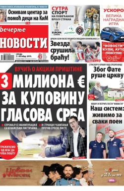 Večernje novosti - broj 3382, 2. okt 2019.