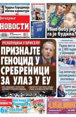 Večernje novosti - broj 3165, 30. nov 2018.