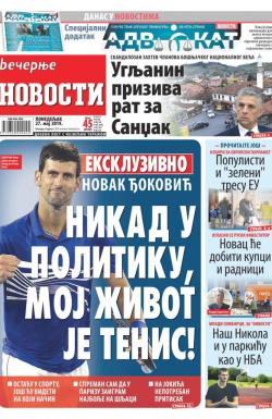 Večernje novosti - broj 3255, 27. maj 2019.