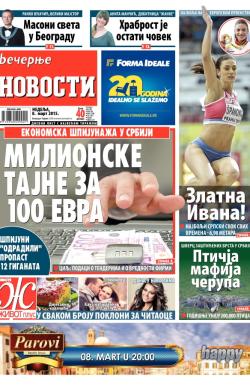 Večernje novosti - broj 1462, 8. mar 2015.