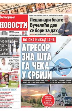 Večernje novosti - broj 3741, 11. okt 2020.