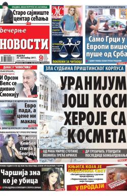 Večernje novosti - broj 2739, 24. sep 2017.