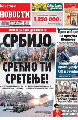 Večernje novosti - broj 1803, 15. feb 2016.