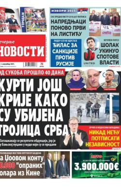Večernje novosti - broj 4836, 3. nov 2023.