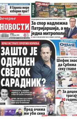 Večernje novosti - broj 3484, 15. jan 2020.