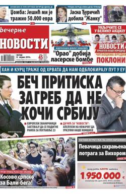 Večernje novosti - broj 1855, 8. apr 2016.
