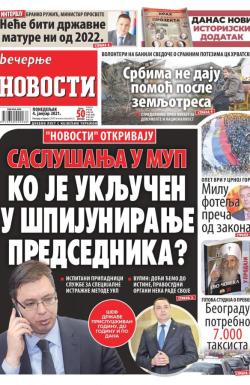 Večernje novosti - broj 3824, 4. jan 2021.