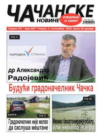 Čačanske novine - broj 807, 6. sep 2022.