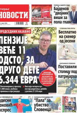 Večernje novosti - broj 5101, 2. avg 2024.