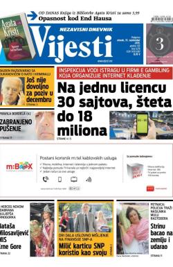 Vijesti - broj 6276, 15. sep 2015.