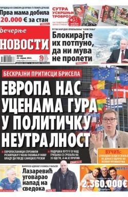 Večernje novosti - broj 4289, 22. apr 2022.