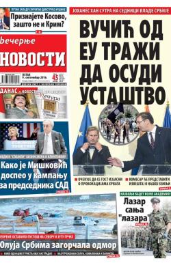 Večernje novosti - broj 2006, 9. sep 2016.