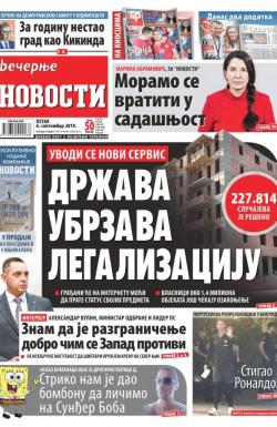 Večernje novosti - broj 3356, 6. sep 2019.