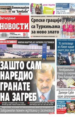 Večernje novosti - broj 3358, 8. sep 2019.