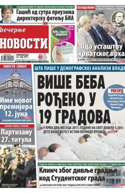 Večernje novosti - broj 2614, 22. maj 2017.