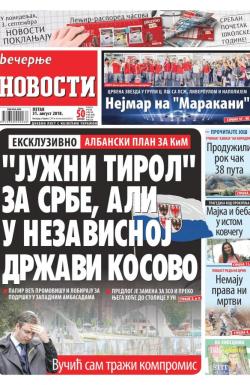 Večernje novosti - broj 3074, 31. avg 2018.