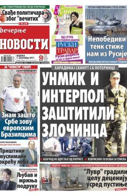 Večernje novosti - broj 2809, 3. dec 2017.