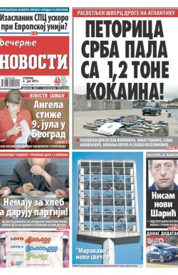 Večernje novosti - broj 1545, 2. jun 2015.
