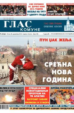 Novi glas komune, Apatin - broj 189, 28. dec 2012.