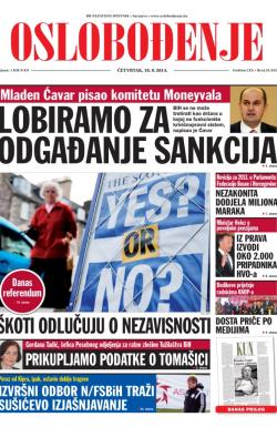 Oslobođenje - broj 24.352, 18. sep 2014.