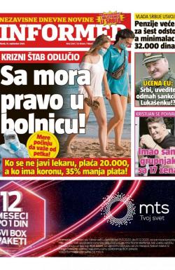 Informer - broj 2554, 15. sep 2020.