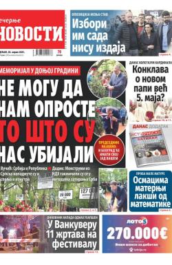 Večernje novosti - broj 5361, 28. apr 2025.