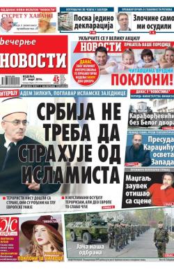 Večernje novosti - broj 1843, 27. mar 2016.
