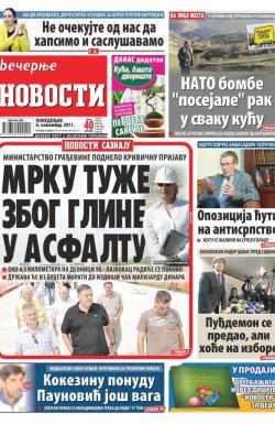Večernje novosti - broj 2782, 6. nov 2017.