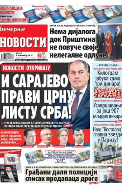 Večernje novosti - broj 3144, 9. nov 2018.