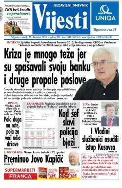 Vijesti - broj 5641, 10. dec 2013.