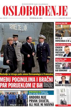 Oslobođenje - broj 24.541, 26. mar 2015.