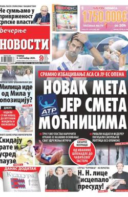 Večernje novosti - broj 3708, 8. sep 2020.