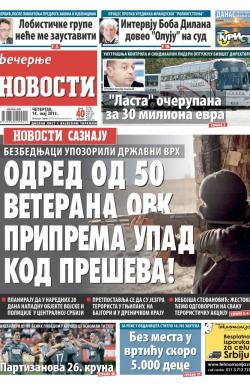 Večernje novosti - broj 1526, 14. maj 2015.
