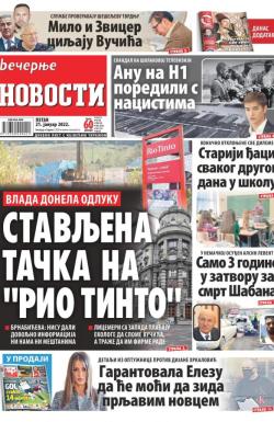 Večernje novosti - broj 4199, 21. jan 2022.
