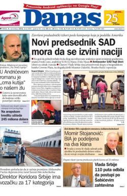 Danas - broj 6981, 9. nov 2016.