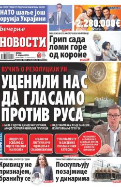 Večernje novosti - broj 4275, 8. apr 2022.