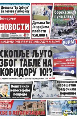 Večernje novosti - broj 1739, 10. dec 2015.