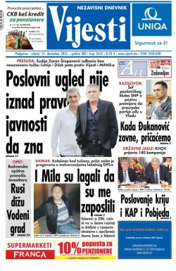 Vijesti - broj 5652, 21. dec 2013.