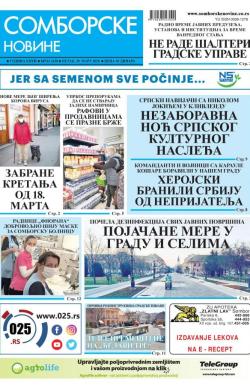 Somborske novine - broj 3430, 20. mar 2020.