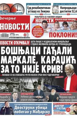 Večernje novosti - broj 1842, 26. mar 2016.
