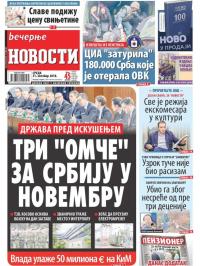 Večernje novosti - broj 3135, 31. okt 2018.