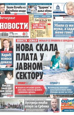 Večernje novosti - broj 1465, 11. mar 2015.