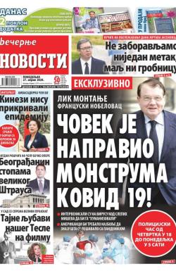 Večernje novosti - broj 3578, 27. apr 2020.