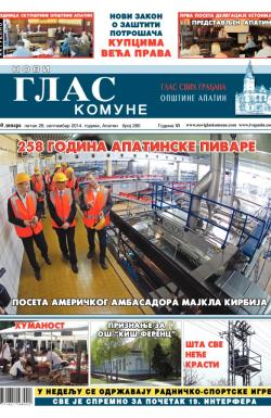 Novi glas komune, Apatin - broj 280, 26. sep 2014.