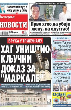Večernje novosti - broj 3143, 30. jan 2019.