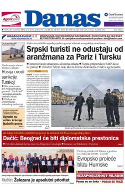 Danas - broj 6633, 27. nov 2015.