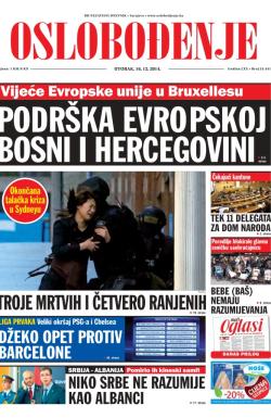 Oslobođenje - broj 24.441, 16. dec 2014.